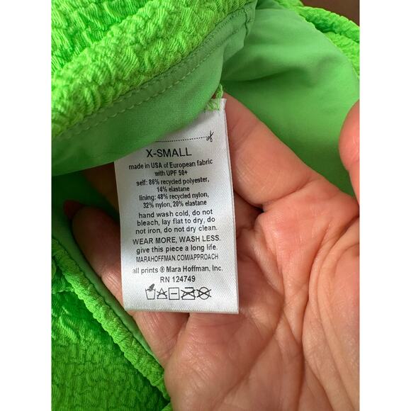 Mara Hoffman Blanca Lime Green One Piece Crinkle Swimsuit size XS - Picture 7 of 10